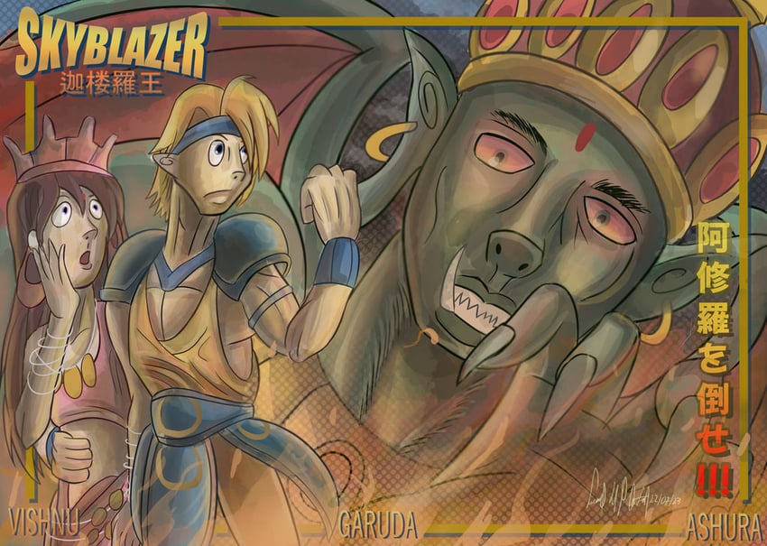 vishnu and karura-ou (hindu mythology and 1 more) drawn by lupeco98