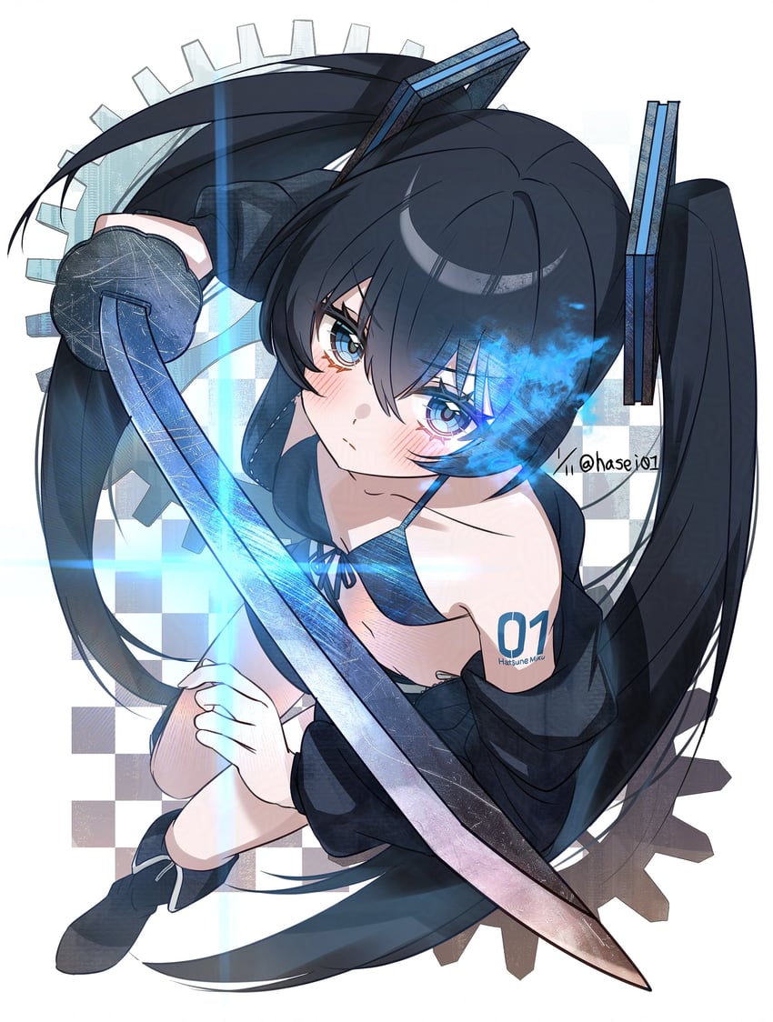 hatsune miku and black rock shooter (vocaloid and 1 more) drawn by hasei_(hasei01)