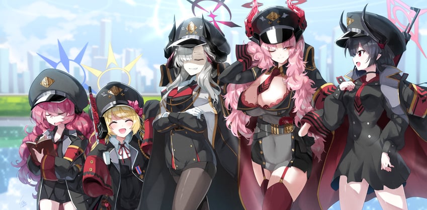 ibuki, iroha, satsuki, makoto, and chiaki (blue archive) drawn by sunnysideup