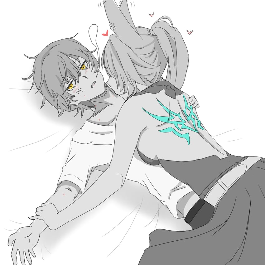 trailblazer, caelus, and feixiao (honkai and 1 more) drawn by dameo_da