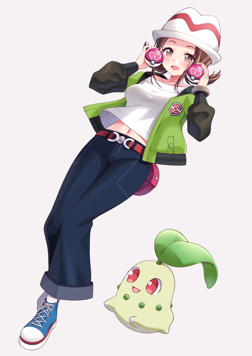 chikorita and harmony (pokemon and 1 more) drawn by ssaaggwwaa