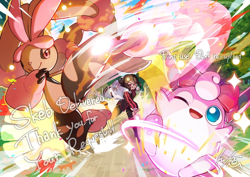 lopunny, wigglytuff, and mega lopunny (original and 1 more) drawn by tom_(pixiv10026189)