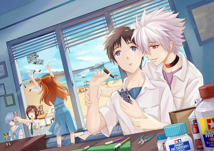 souryuu asuka langley, ayanami rei, ikari shinji, nagisa kaworu, and makinami mari illustrious (neon genesis evangelion and 2 more) drawn by tamaxi