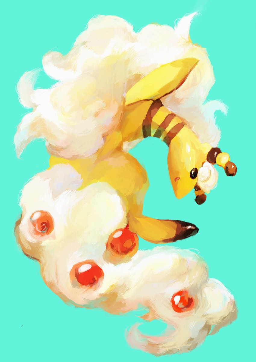ampharos and mega ampharos (pokemon) drawn by aomidori_iro