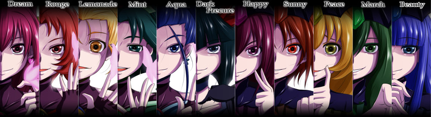 dark precure, dark dream, bad end happy, bad end peace, bad end beauty, and 6 more (precure and 4 more) drawn by nishi_koutarou