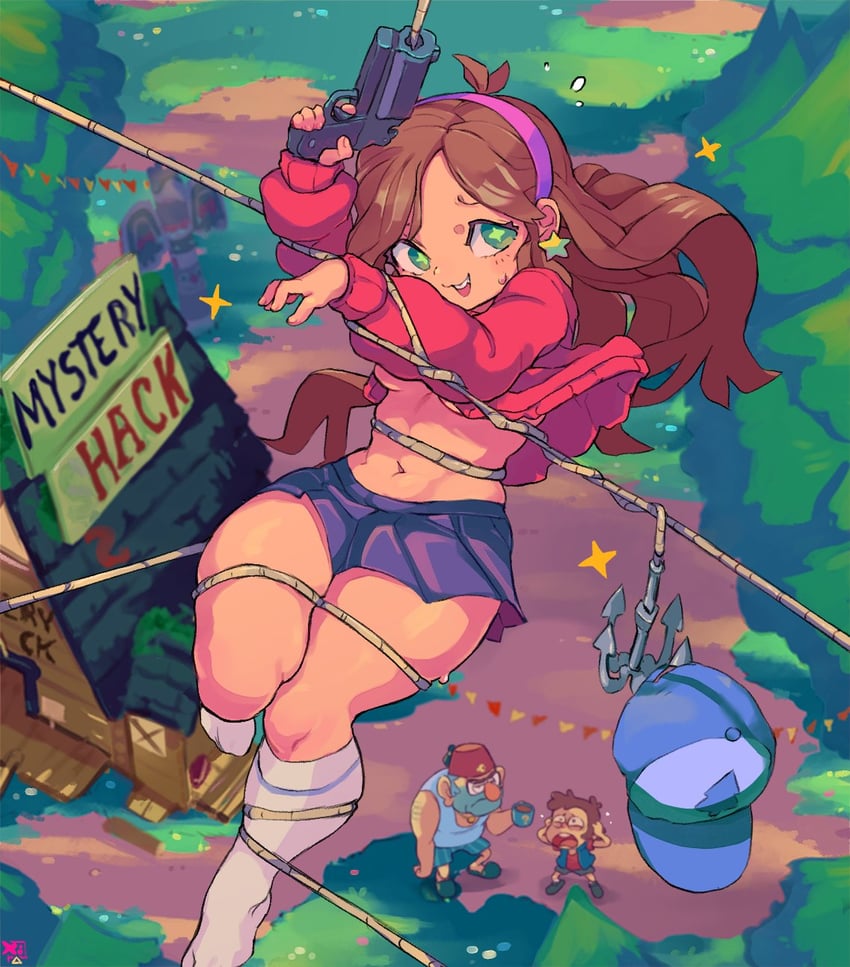 mabel pines, dipper pines, and grunkle stan (gravity falls) drawn by starmilk