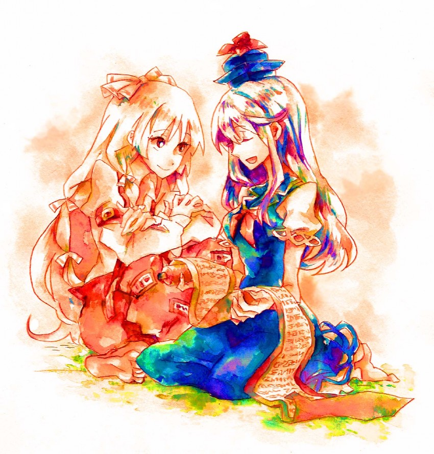 fujiwara no mokou and kamishirasawa keine (touhou) drawn by shinoasa