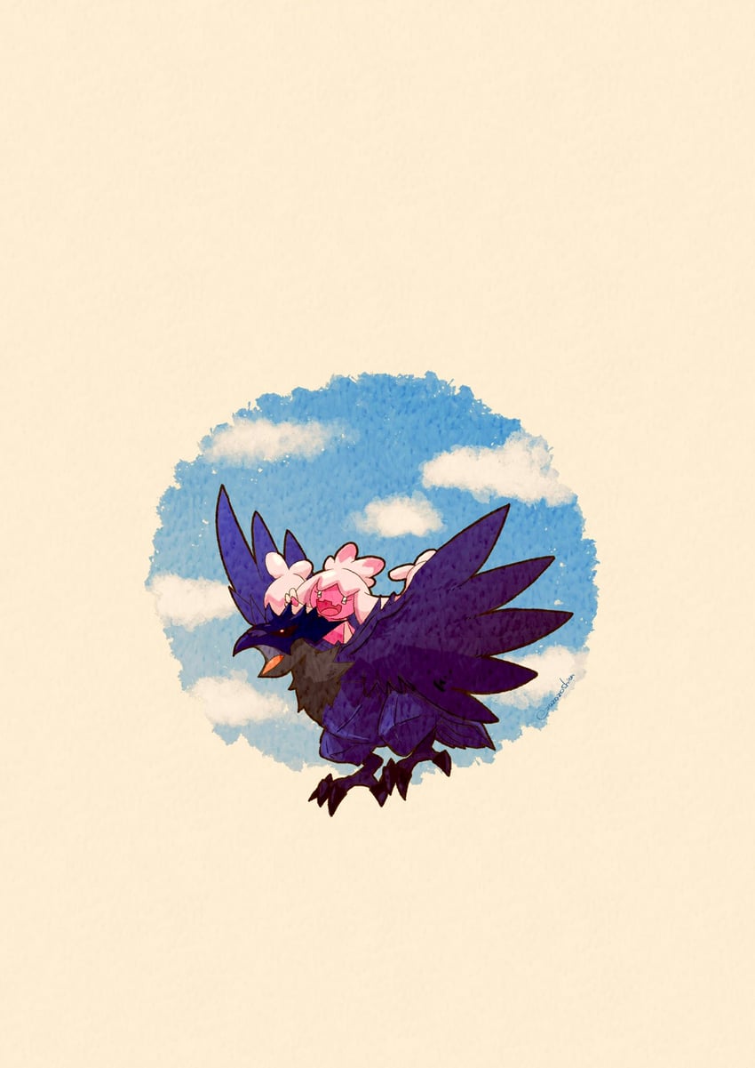 tinkaton and corviknight (pokemon) drawn by zozozoshion