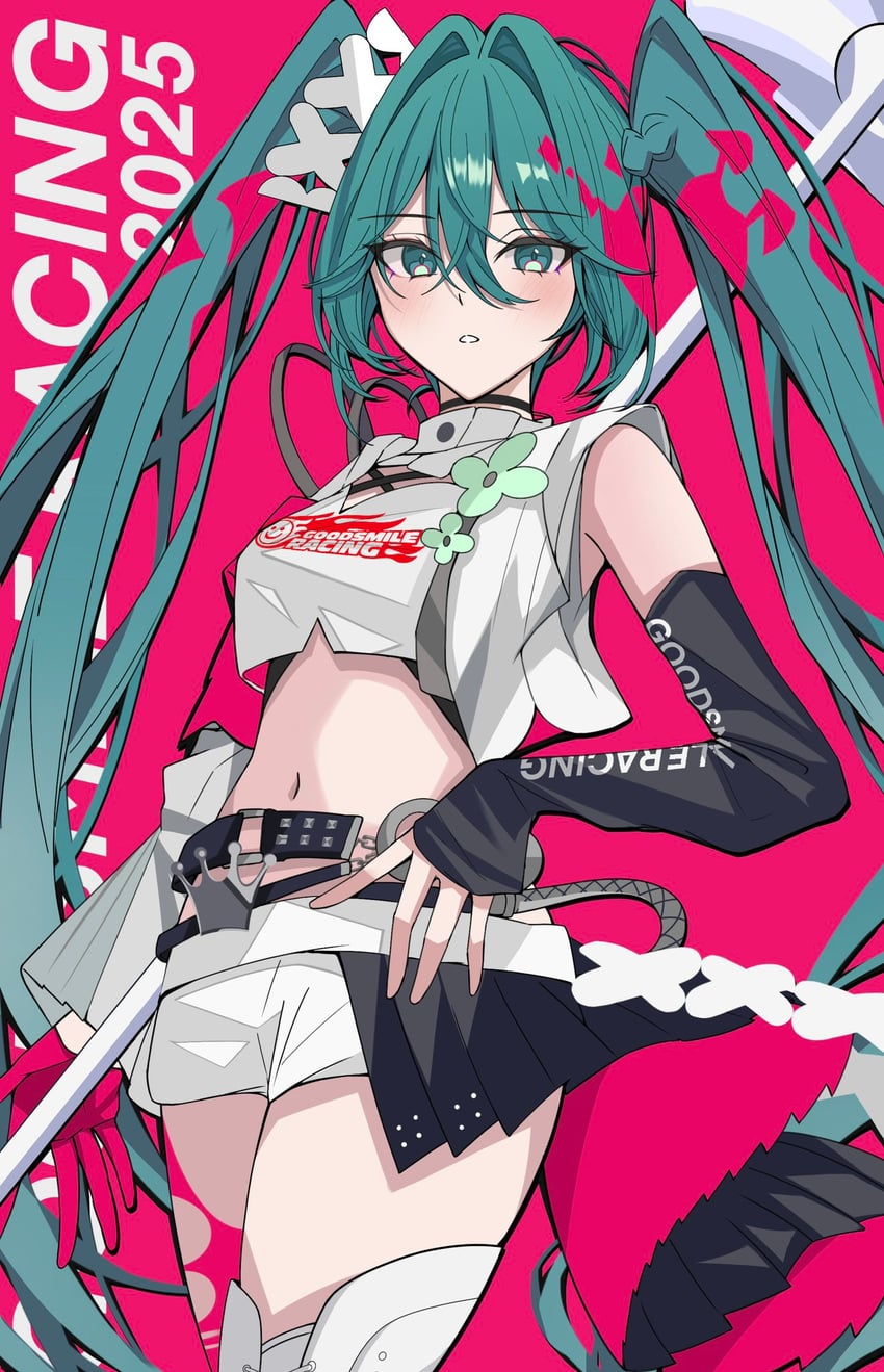 hatsune miku and racing miku (vocaloid and 1 more) drawn by garan_(garan0502)