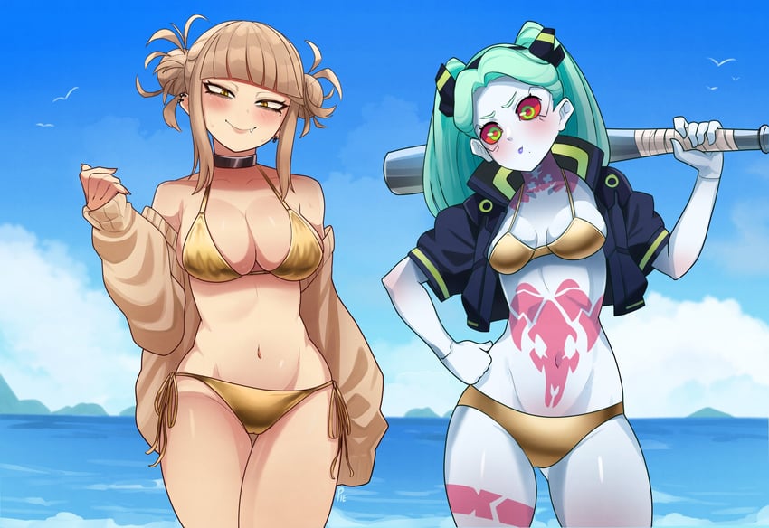 toga himiko and rebecca (boku no hero academia and 2 more) drawn by unusualpie