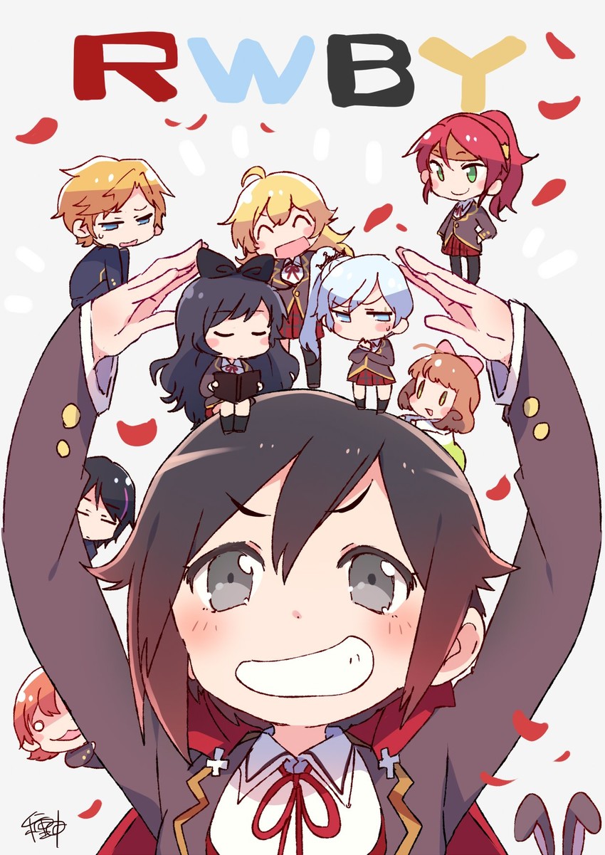 ruby rose, weiss schnee, yang xiao long, blake belladonna, pyrrha nikos, and 5 more (rwby) drawn by taneda_yuuta