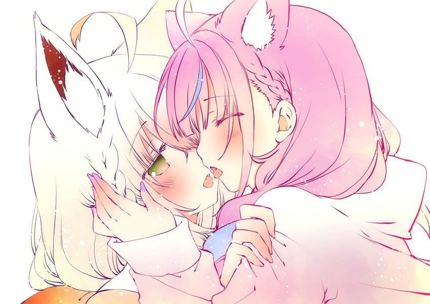 shirakami fubuki and minato aqua (hololive) drawn by moo_(umineko)