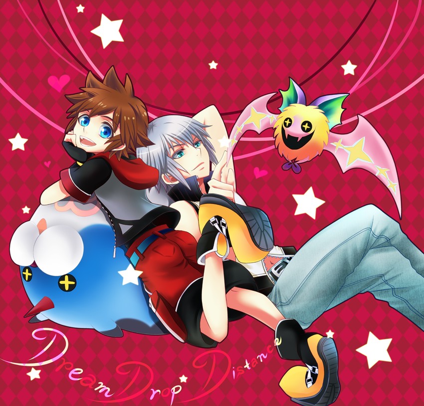 sora, riku, wondernyan, and koumori bat (kingdom hearts and 1 more) drawn by cu_be