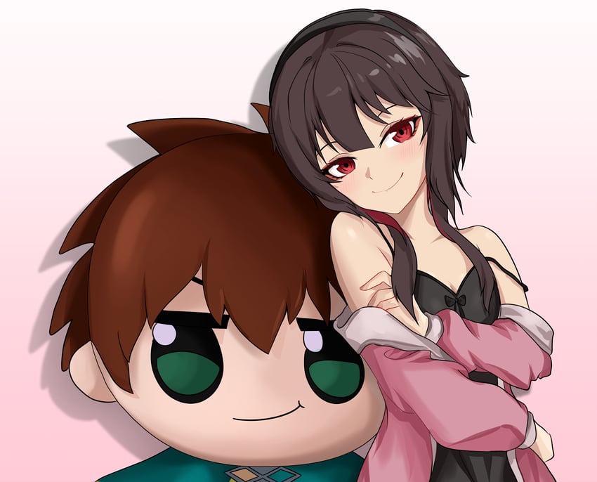 megumin and satou kazuma (kono subarashii sekai ni shukufuku wo!) drawn by lyourika