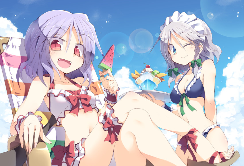 remilia scarlet and izayoi sakuya (touhou) drawn by satou_kibi