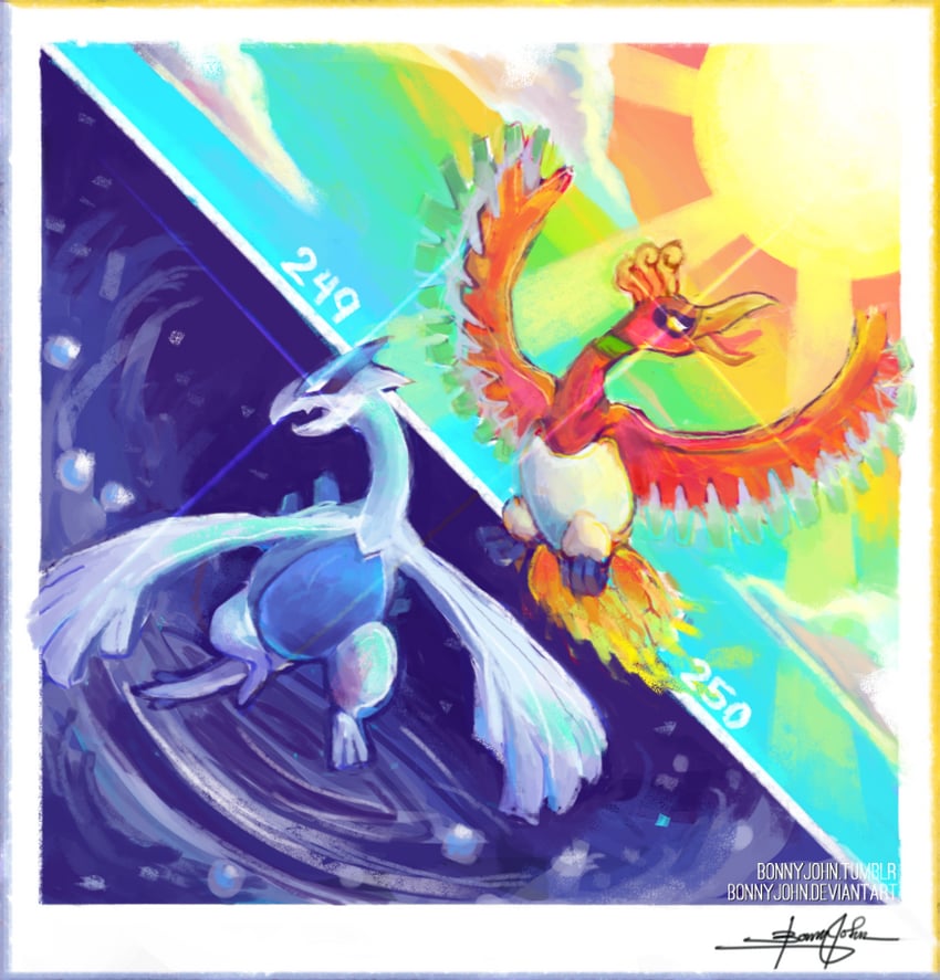 lugia and ho-oh (pokemon) drawn by bonnyjohn