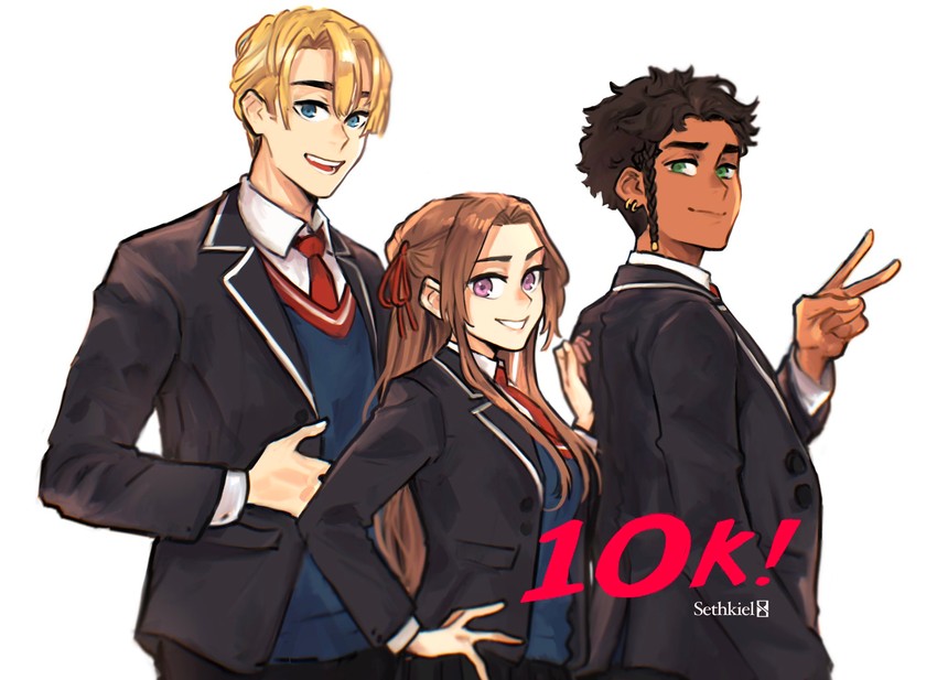 edelgard von hresvelg, dimitri alexandre blaiddyd, and claude von riegan (fire emblem and 2 more) drawn by sethkiel