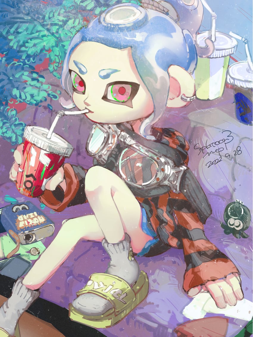 octoling player character and octoling girl (splatoon and 1 more) drawn by pppmepl