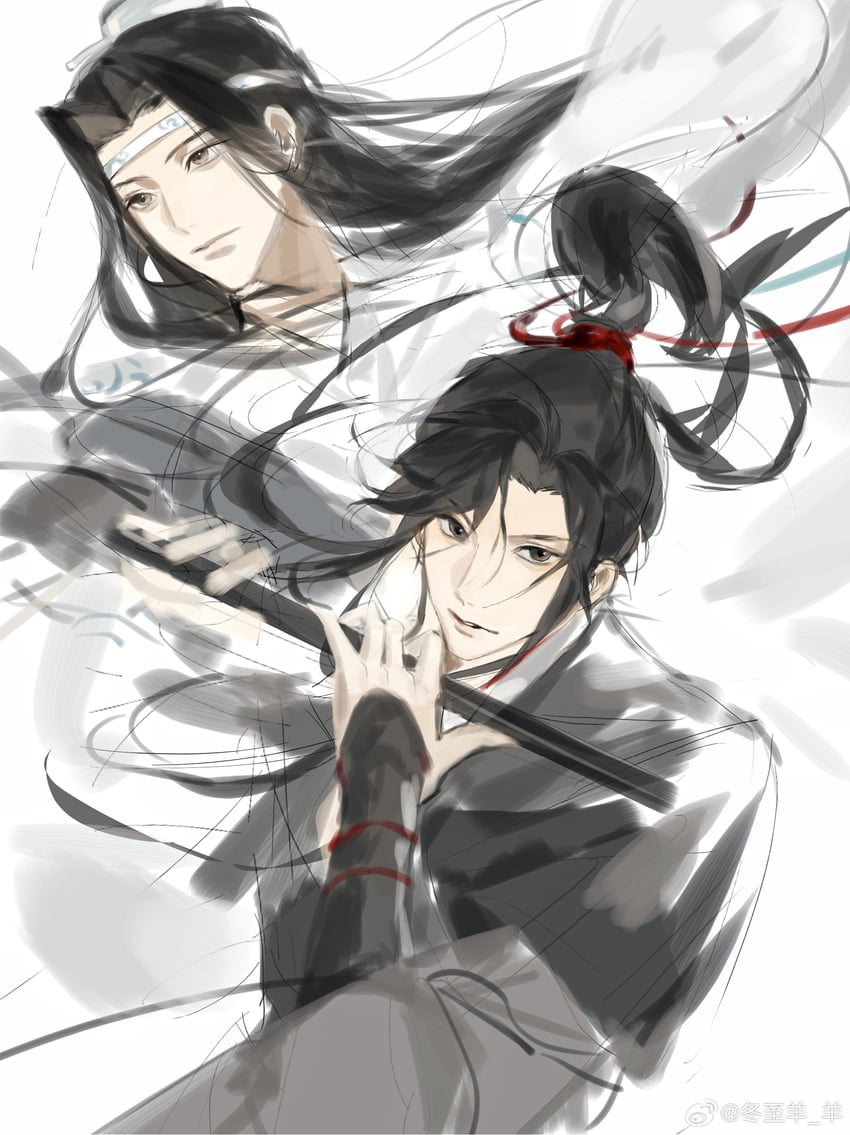 wei wuxian and lan wangji (modao zushi) drawn by shenzhang10011