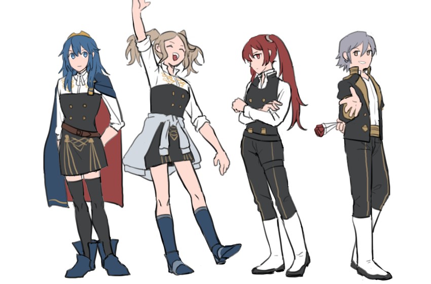 lucina, hilda valentine goneril, sylvain jose gautier, felix hugo fraldarius, leonie pinelli, and 3 more (fire emblem and 2 more) drawn by dobinnim