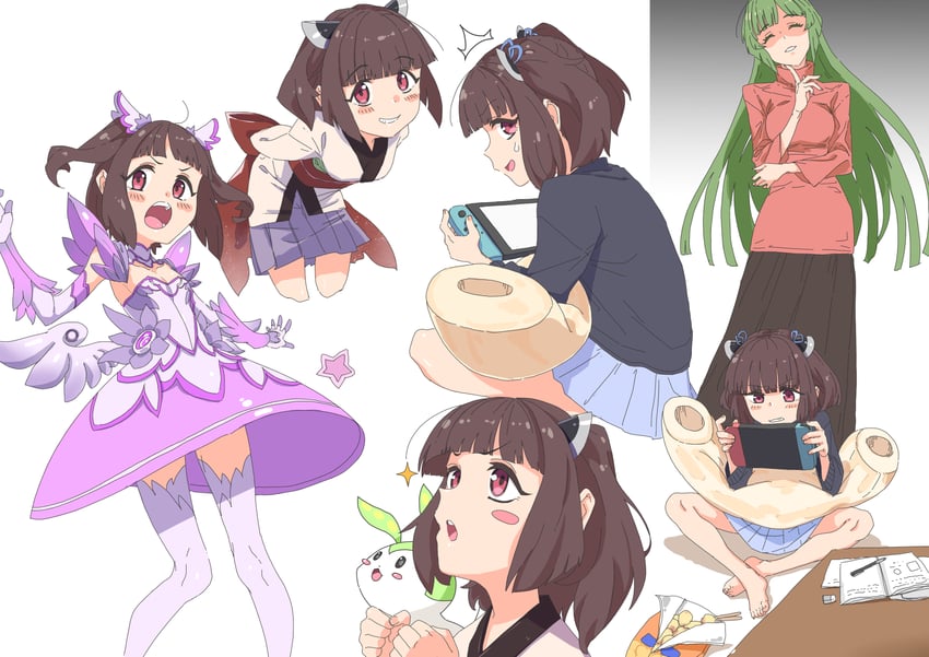 touhoku kiritan, zundamon, and touhoku zunko (voiceroid and 1 more) drawn by shiratama_(siratama5656)