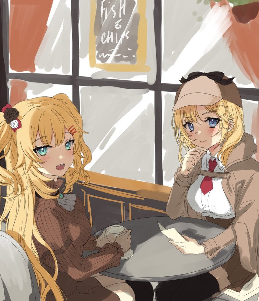 watson amelia and akai haato (hololive and 1 more) drawn by ten-chan_(eternal_s)