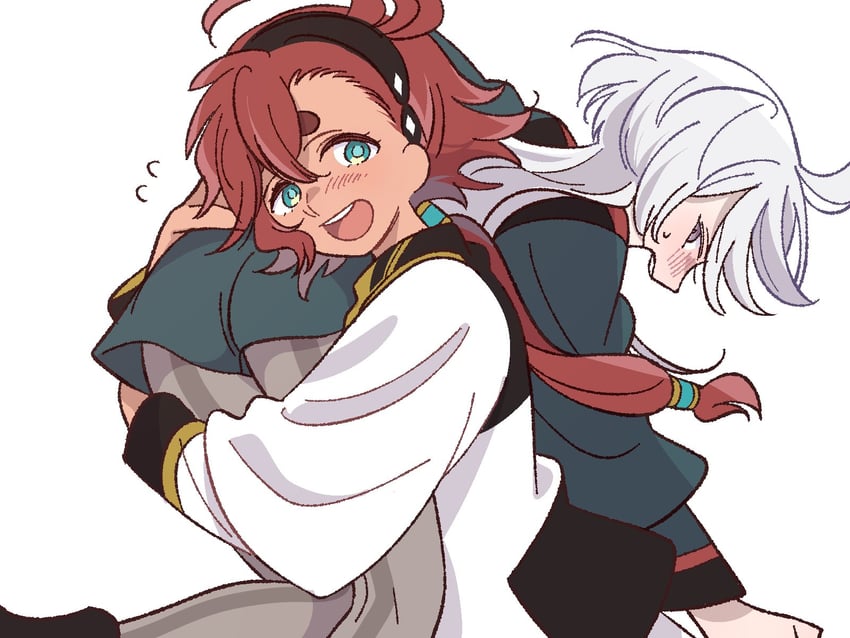 suletta mercury and miorine rembran (gundam and 1 more) drawn by yoshitaka_(palooo)