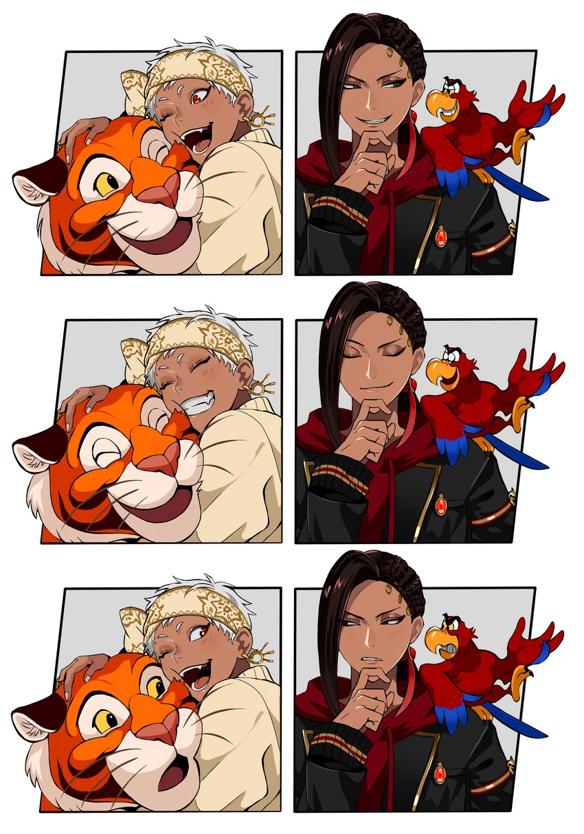 jamil viper, kalim al-asim, rajah, and iago (twisted wonderland and 2 more) drawn by smoku0