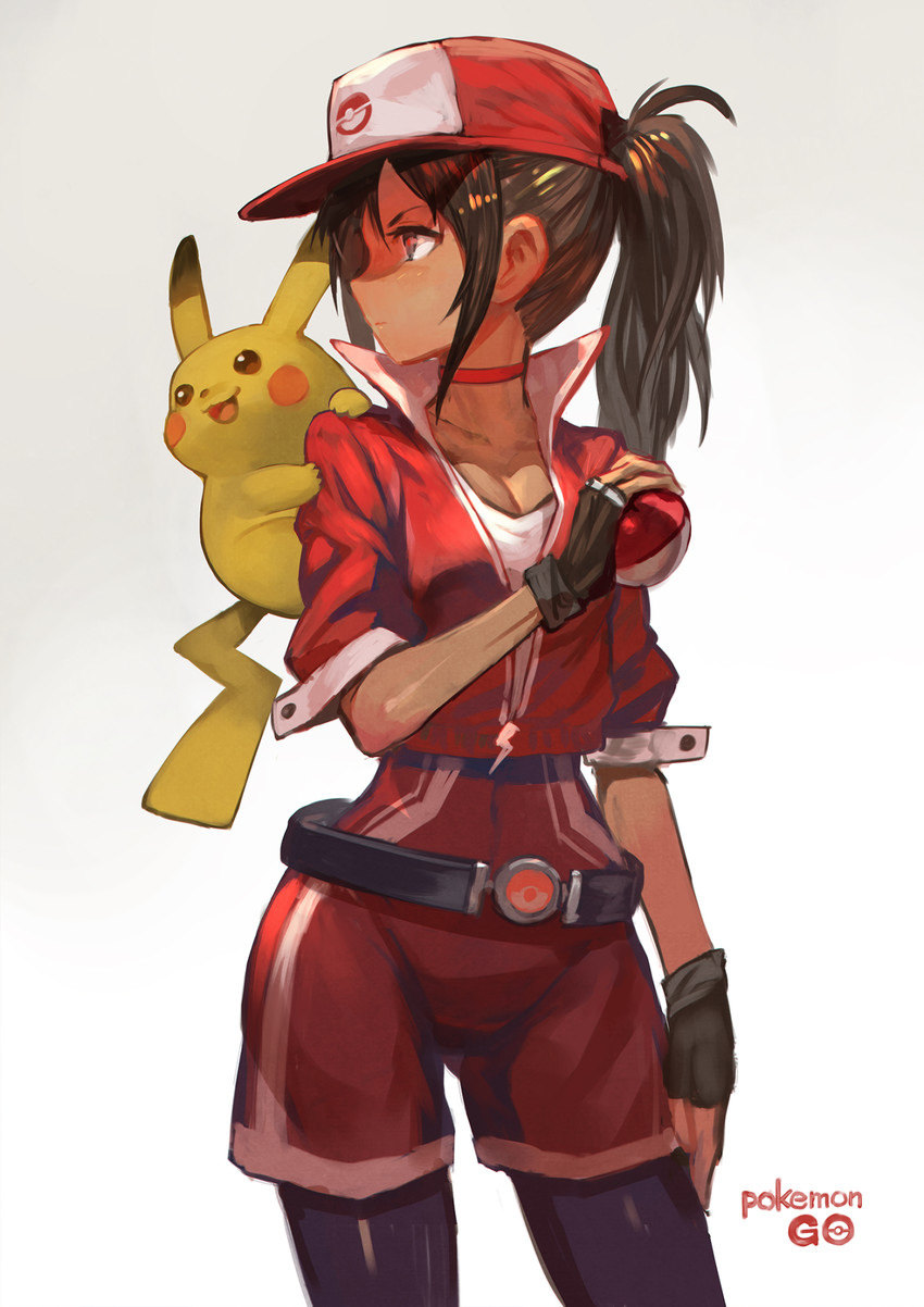pikachu and female protagonist (pokemon and 1 more) drawn by lack