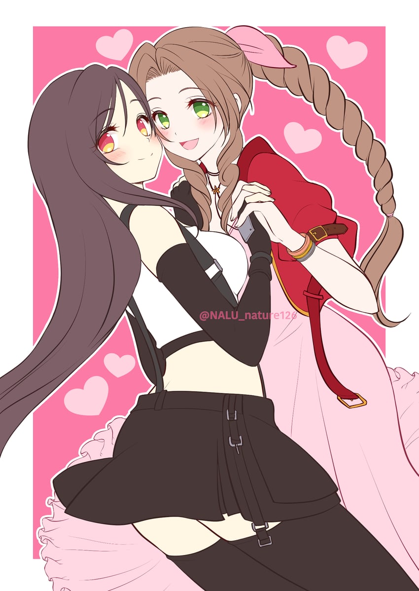 tifa lockhart and aerith gainsborough (final fantasy and 2 more) drawn by nalu