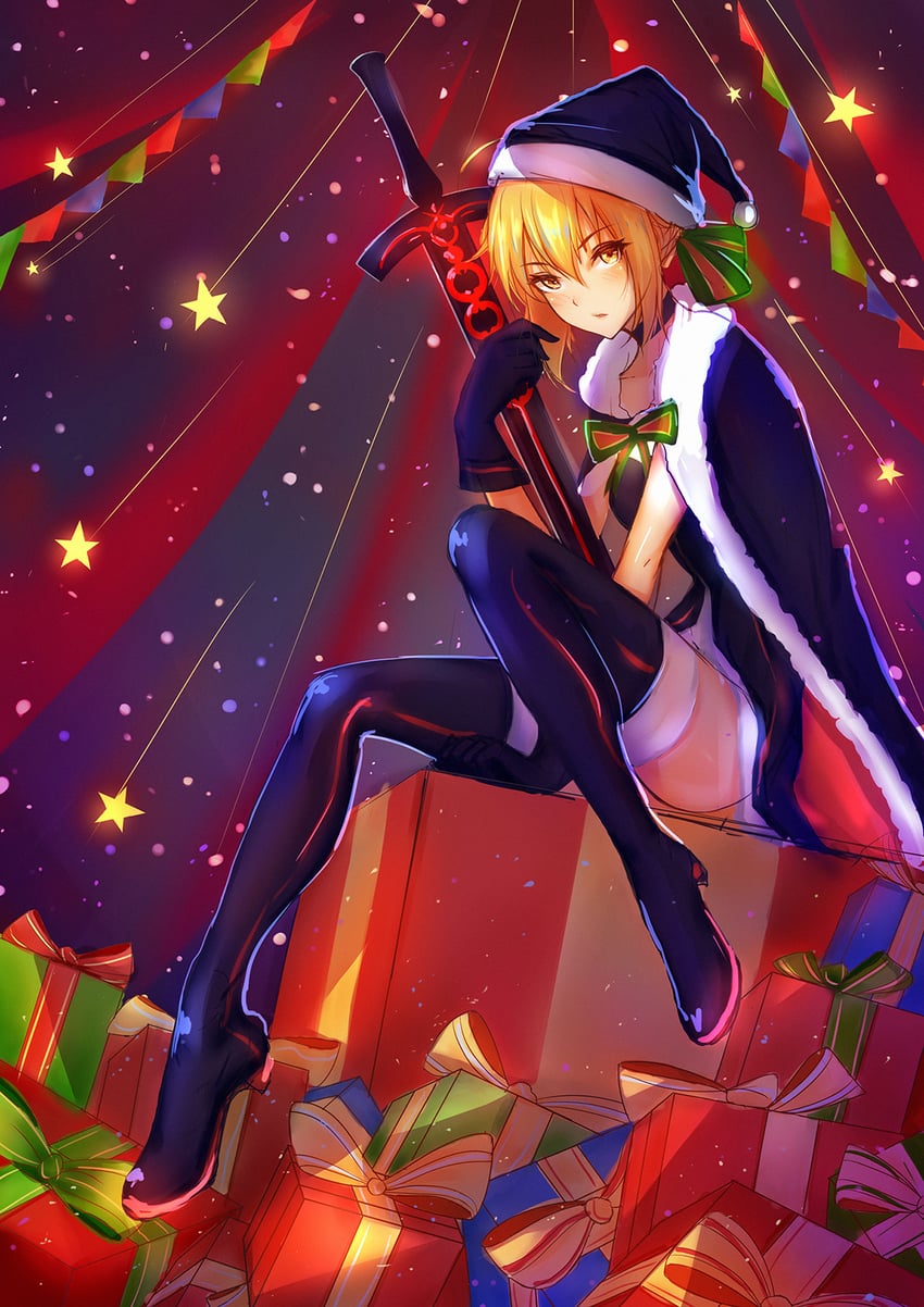 artoria pendragon, saber alter, and santa alter (fate and 1 more) drawn by tenmoon
