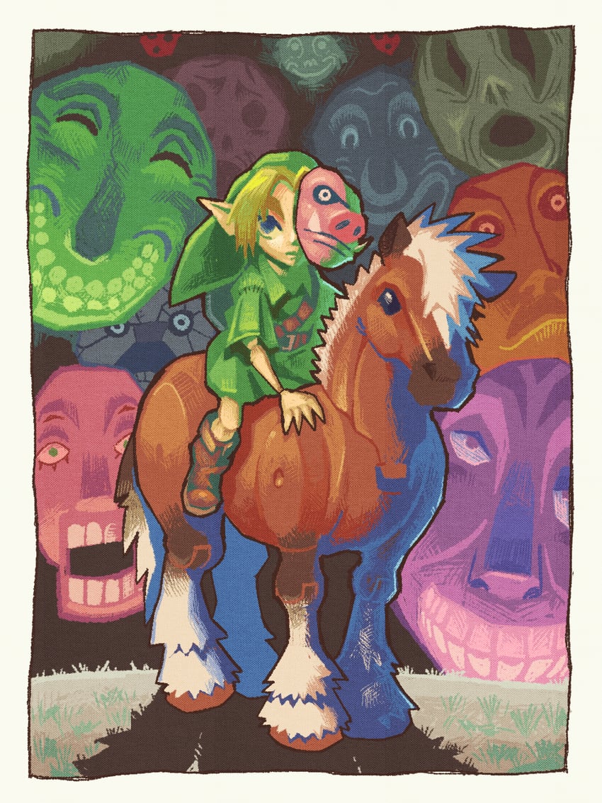 link, young link, and epona (the legend of zelda and 1 more) drawn by captionpanic