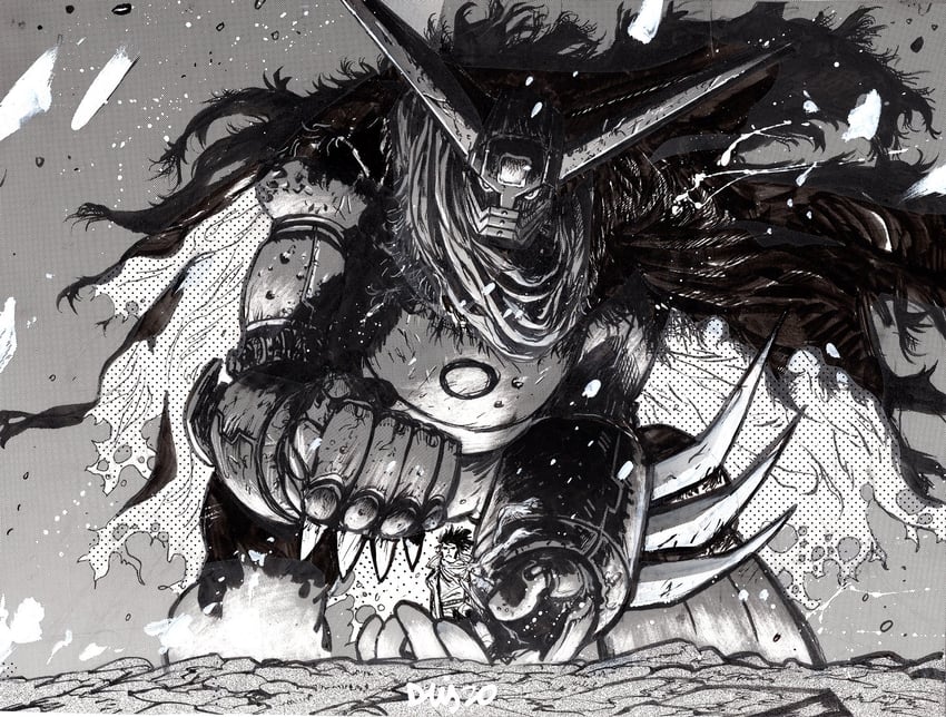 nagare ryoma and black getter (getter robo and 1 more) drawn by daniel_warren_johnson