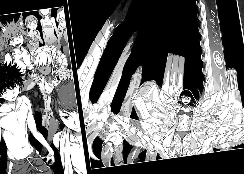 kamijou touma, kihara yuiitsu, kamisato kakeru, salome, elza, and 1 more (toaru majutsu no index and 1 more) drawn by haimura_kiyotaka