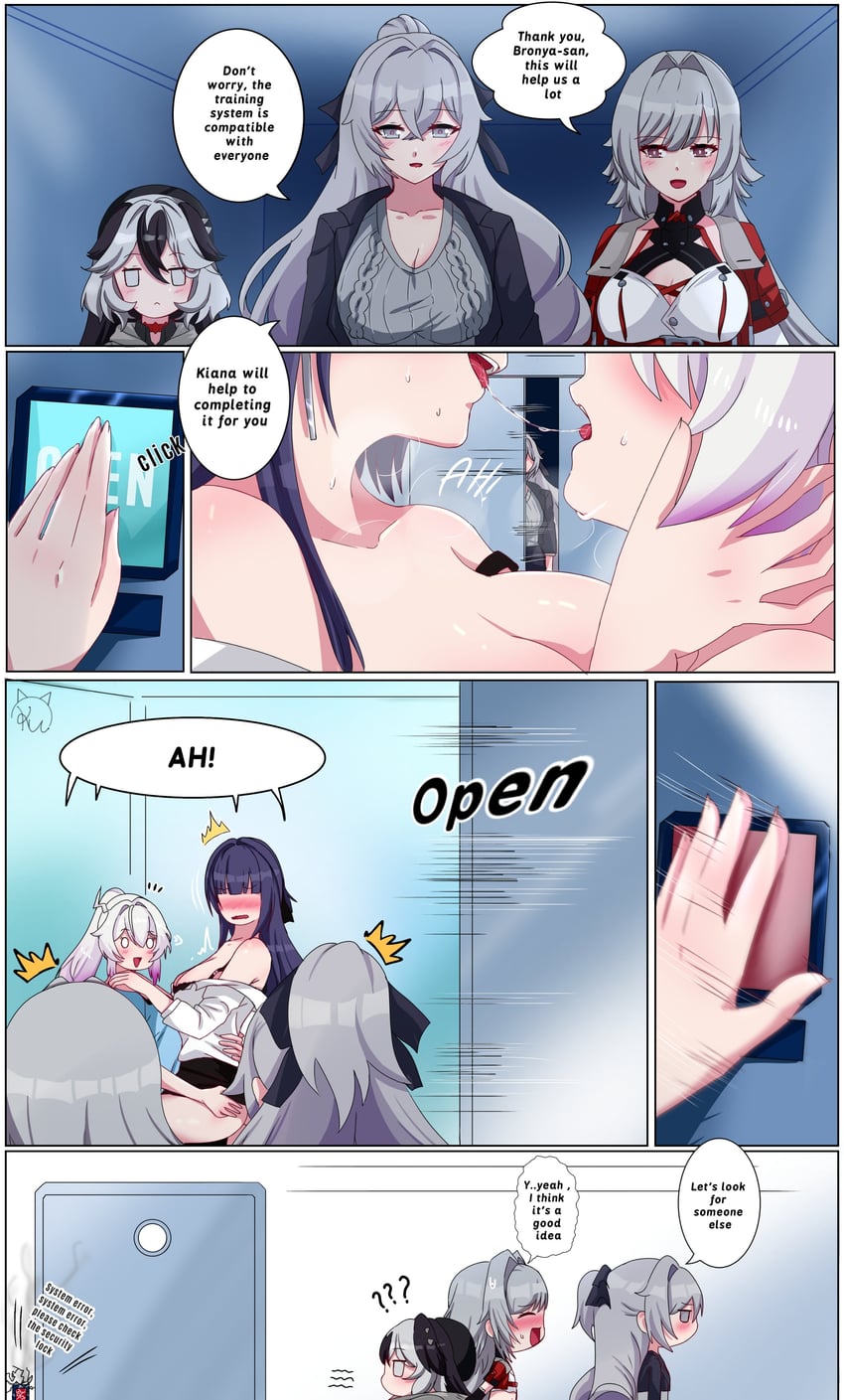 kiana kaslana, raiden mei, bronya zaychik, coralie 6626 planck, and erdos helia (honkai and 1 more) drawn by kudayunii