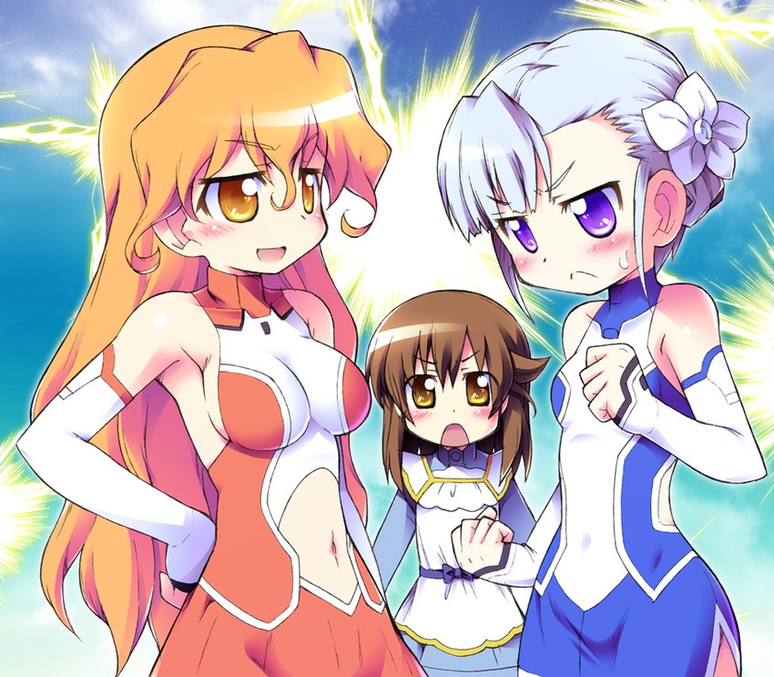 fin e ld si laffinty, kyouno madoka, and muginami (rinne no lagrange) drawn by kanibasami