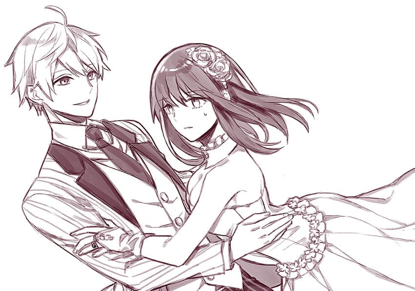 arthur pendragon and sajou ayaka (fate and 2 more) drawn by qixiang_seren
