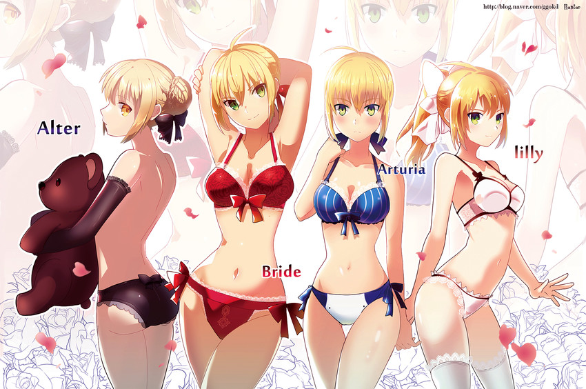 artoria pendragon, saber, nero claudius, saber alter, and saber lily (fate and 4 more) drawn by jeran_(ggokd)