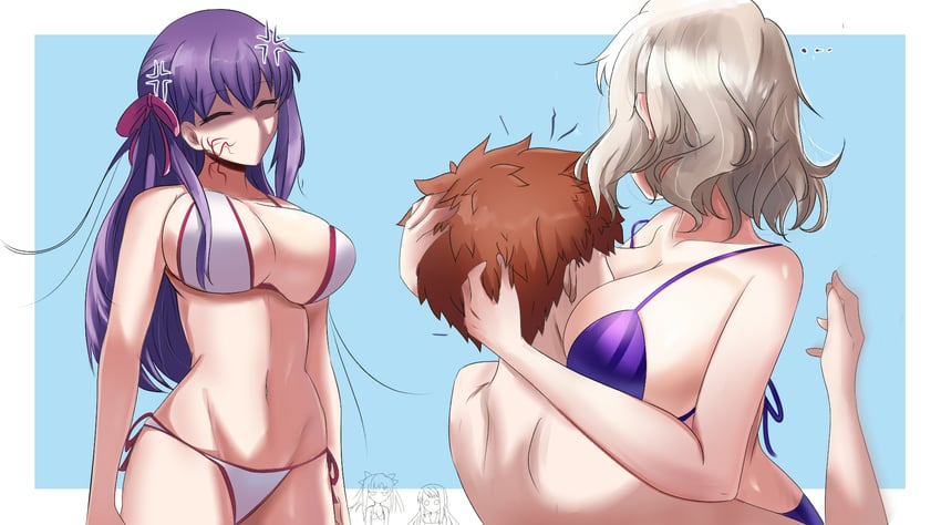tohsaka rin, illyasviel von einzbern, emiya shirou, matou sakura, and leysritt (fate and 1 more) drawn by shokobr