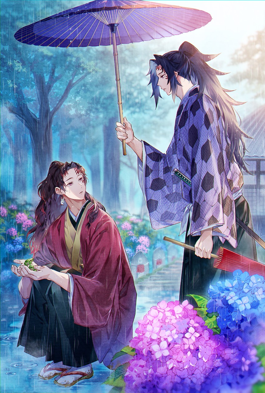 tsugikuni yoriichi and tsugikuni michikatsu (kimetsu no yaiba) drawn by oyumai