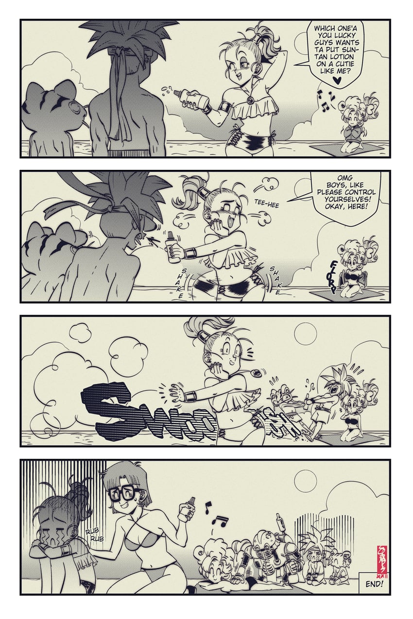 lucca ashtear, crono, marle, ayla, frog, and 1 more (chrono trigger) drawn by ryan_jampole