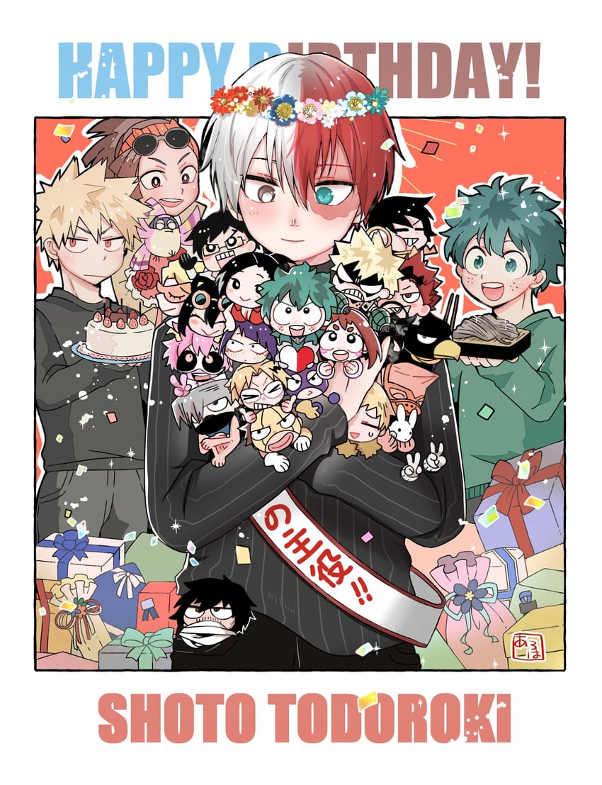 midoriya izuku, bakugou katsuki, uraraka ochaco, todoroki shoto, asui tsuyu, and 19 more (boku no hero academia) drawn by yui6157