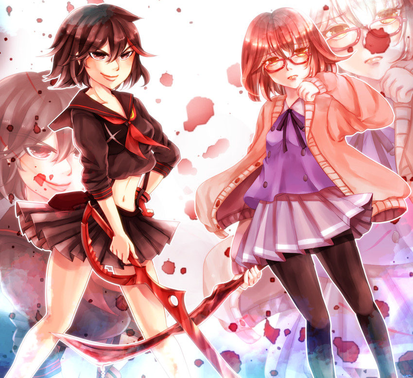 matoi ryuuko, senketsu, and kuriyama mirai (kill la kill and 1 more) drawn by rina2627