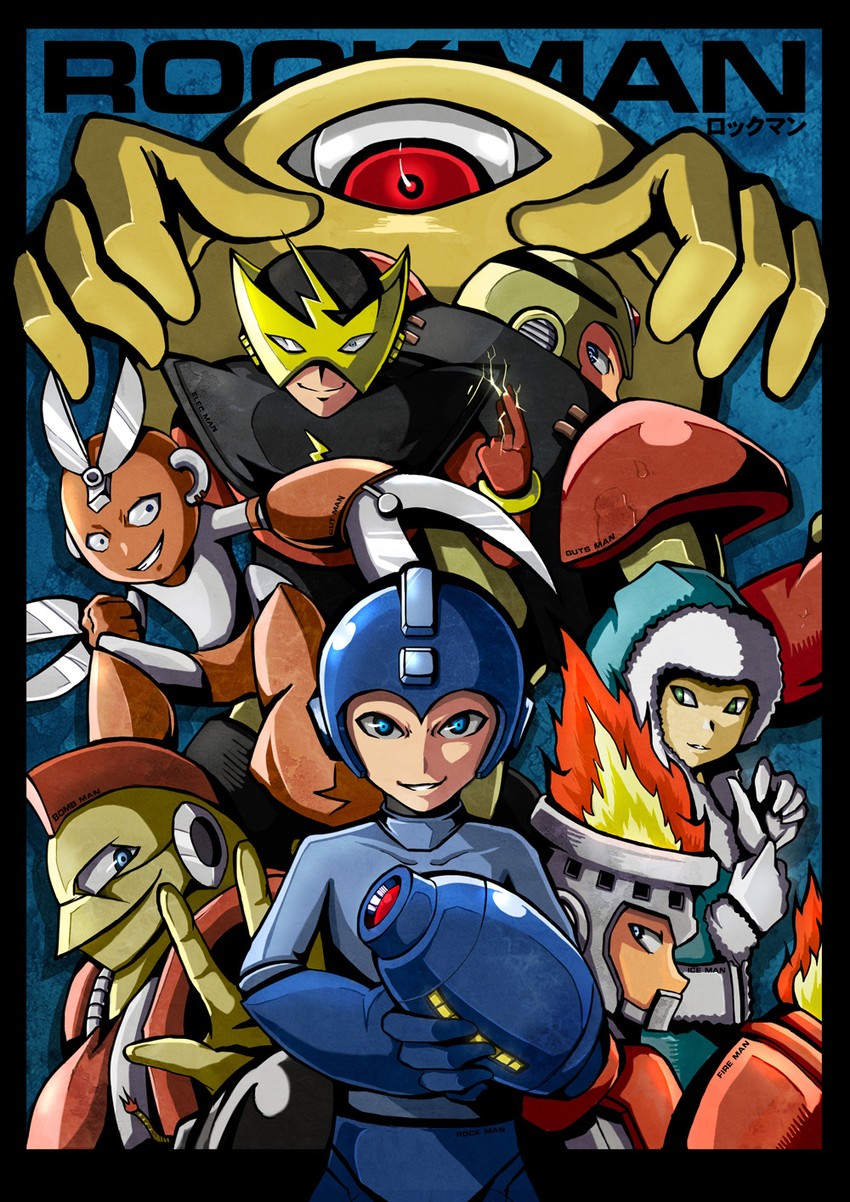 mega man, cut man, elec man, ice man, fire man, and 3 more (mega man and 1 more) drawn by ying_mao