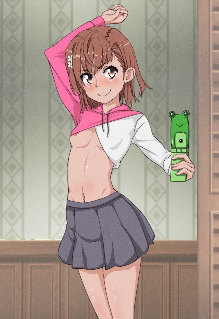 misaka mikoto and gekota (toaru majutsu no index and 1 more) drawn by dandere_(tetsudan)