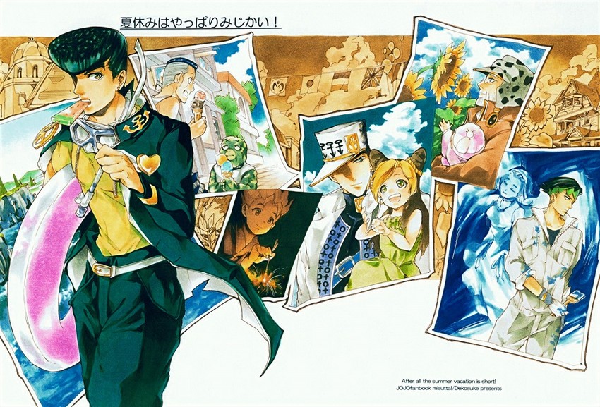 joseph joestar, kujo jotaro, kujo jolyne, higashikata josuke, kishibe rohan, and 5 more (jojo no kimyou na bouken and 2 more) drawn by dekopin08