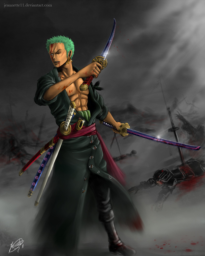 roronoa zoro (one piece) drawn by jeannette11
