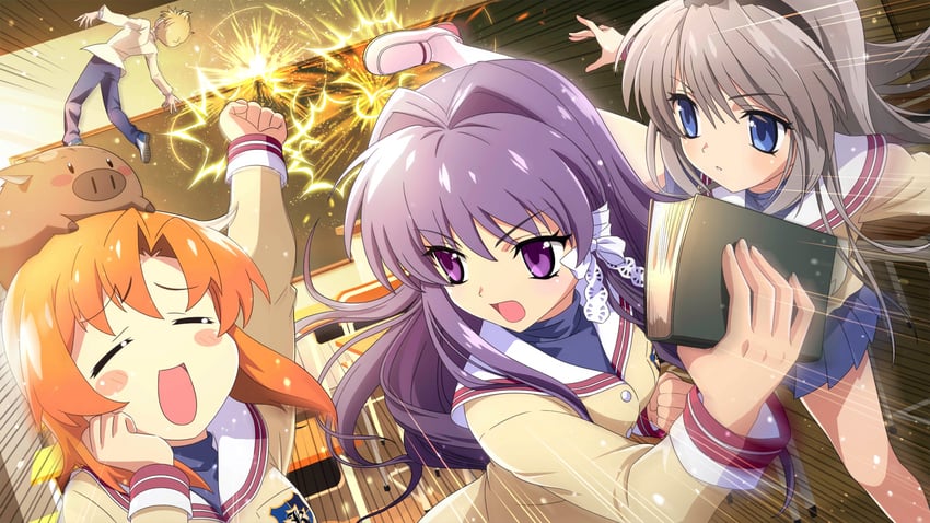 ryuuguu rena, fujibayashi kyou, sakagami tomoyo, sunohara youhei, and botan (higurashi no naku koro ni and 2 more)