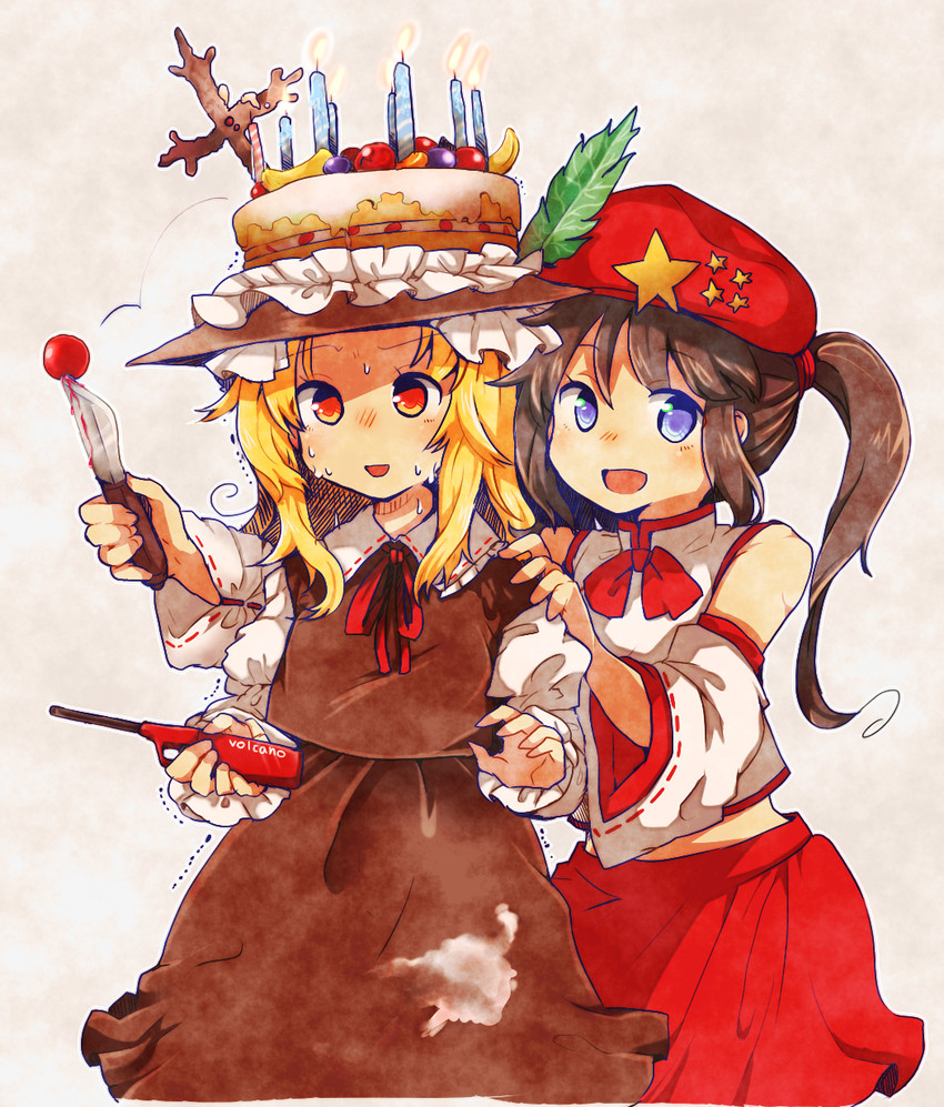 jacket girl and label girl (touhou and 1 more) drawn by wadante