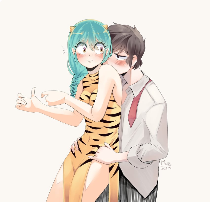 lum and moroboshi ataru (urusei yatsura) drawn by mosyart